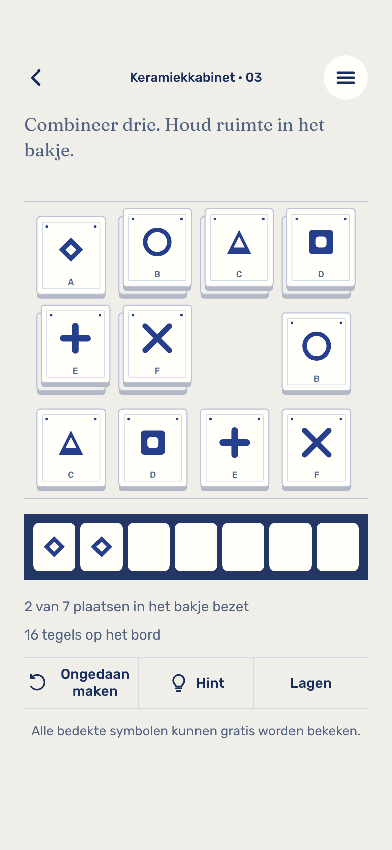 Spelscherm van Tile Match