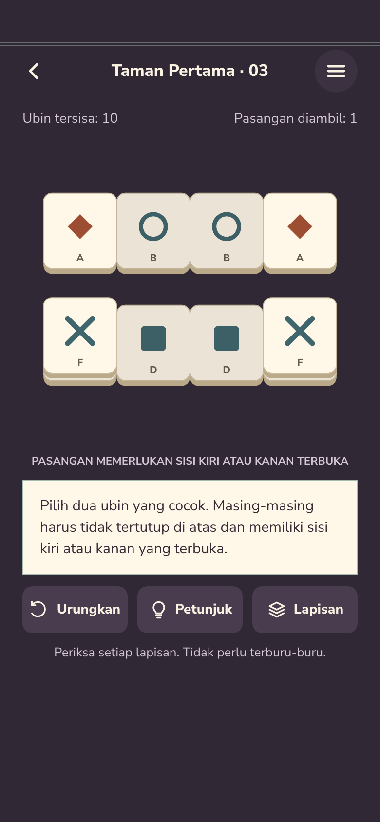 Layar game Mahjong Solitaire
