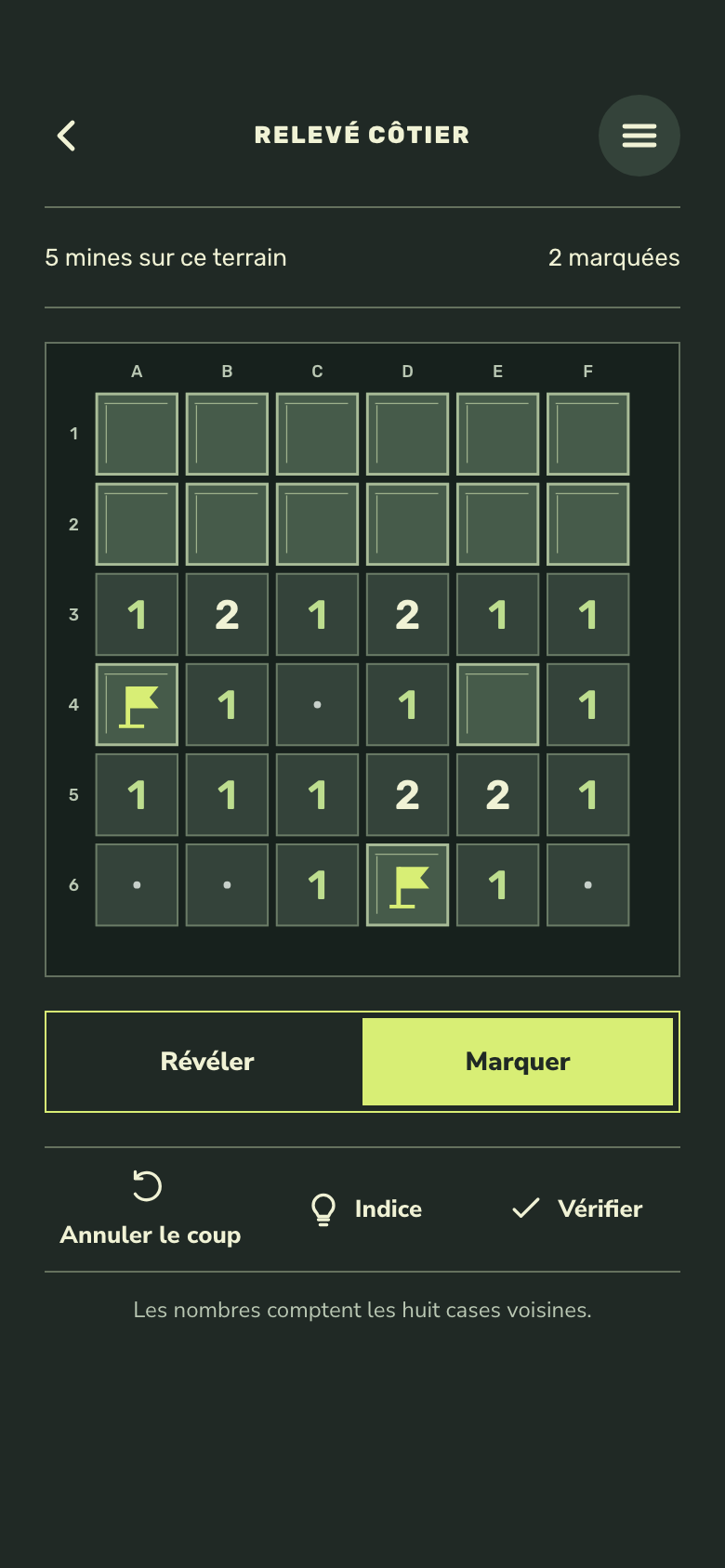 Écran du jeu Minesweeper