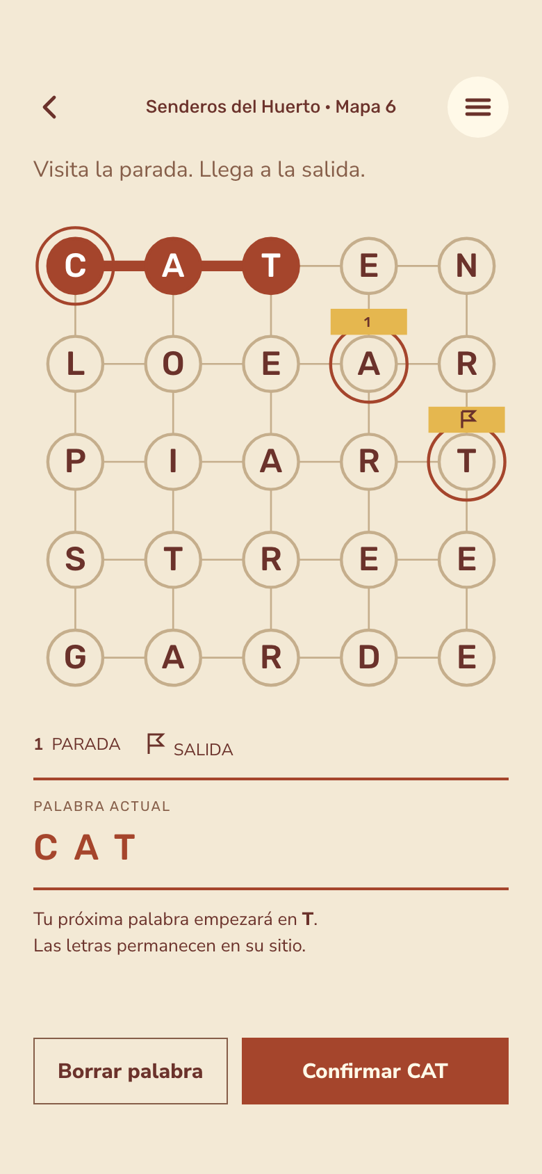 Pantalla del juego Word Trails