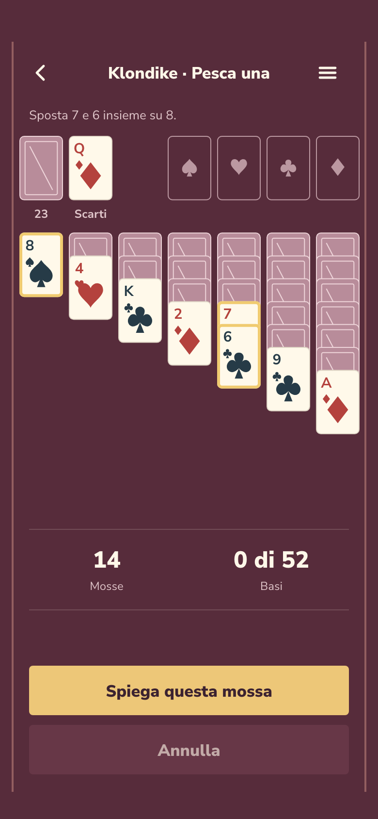 Schermata di gioco Solitaire Collection