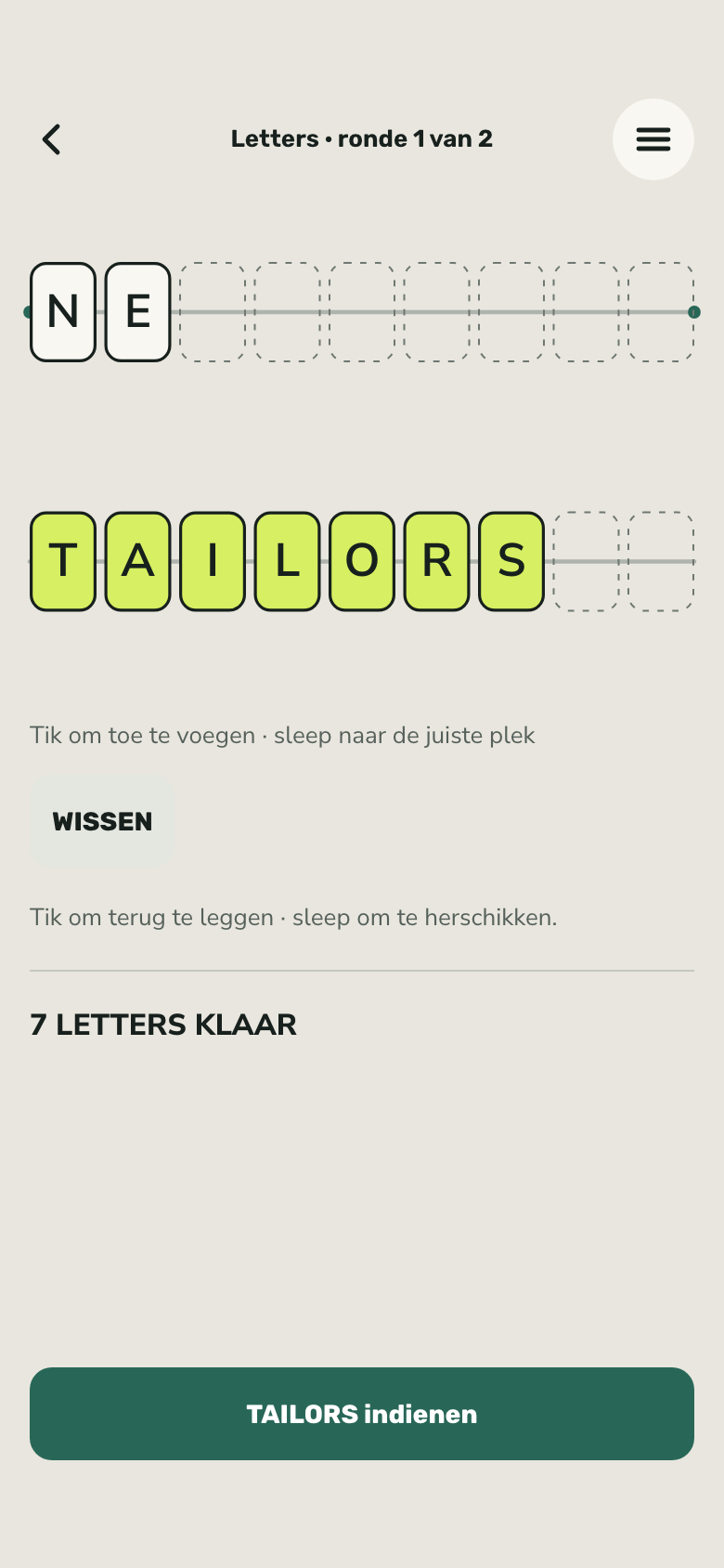 Spelscherm van Nine & Six