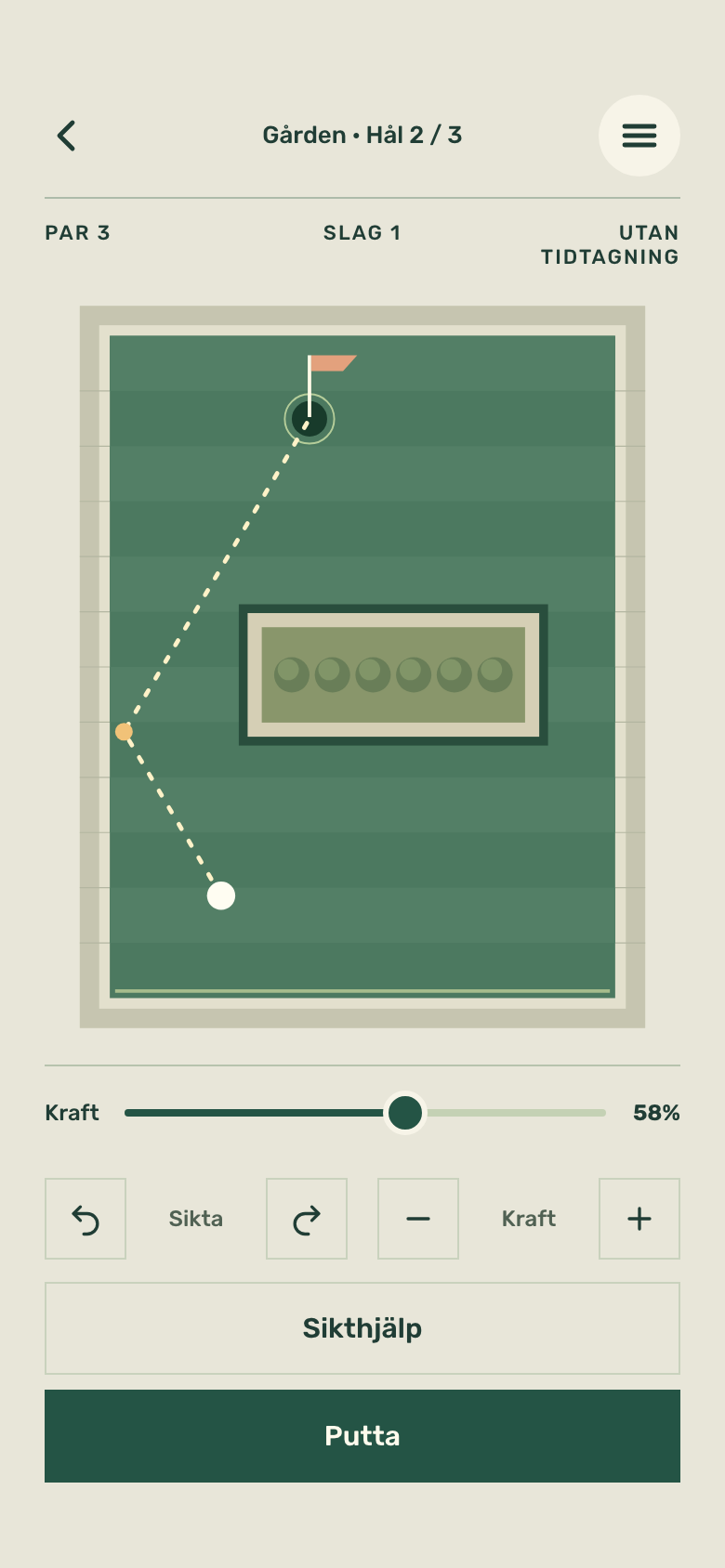 Spelskärm för Pocket Mini Golf
