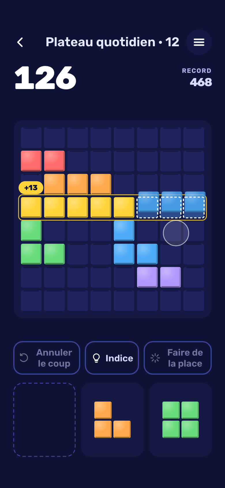 Écran du jeu Block Placement