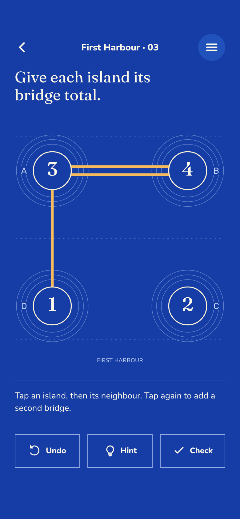 Bridges Hashi game screen