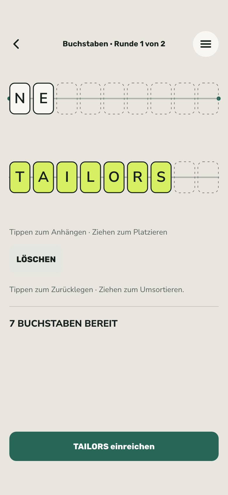 Spielbildschirm von Nine & Six