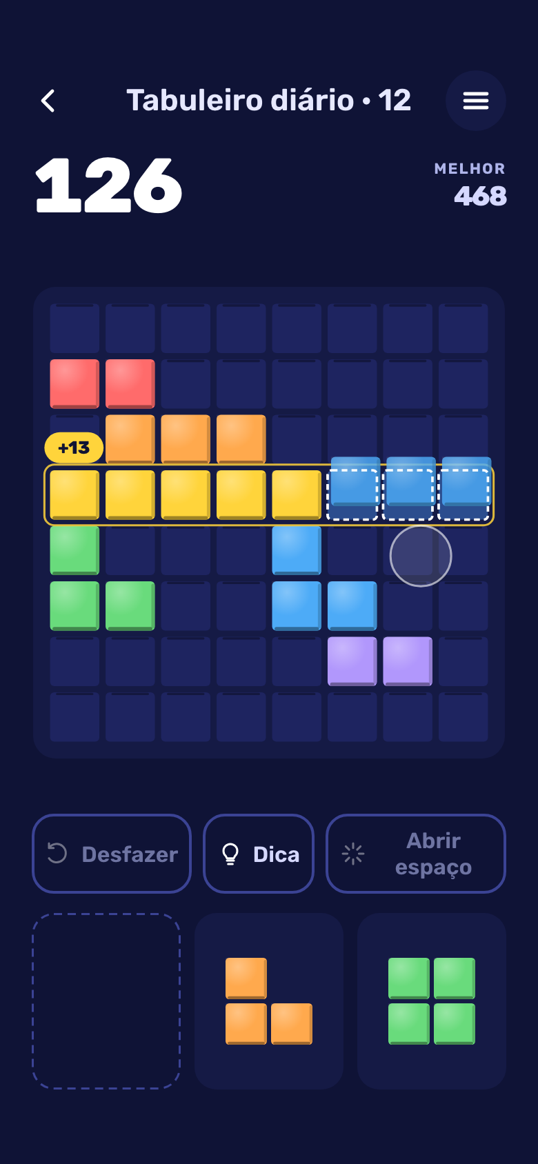 Tela do jogo Block Placement