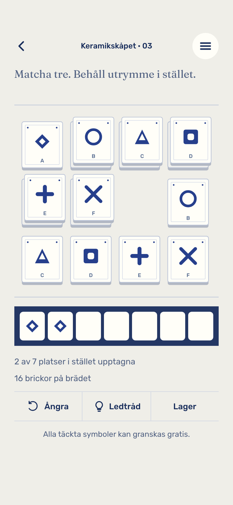 Spelskärm för Tile Match