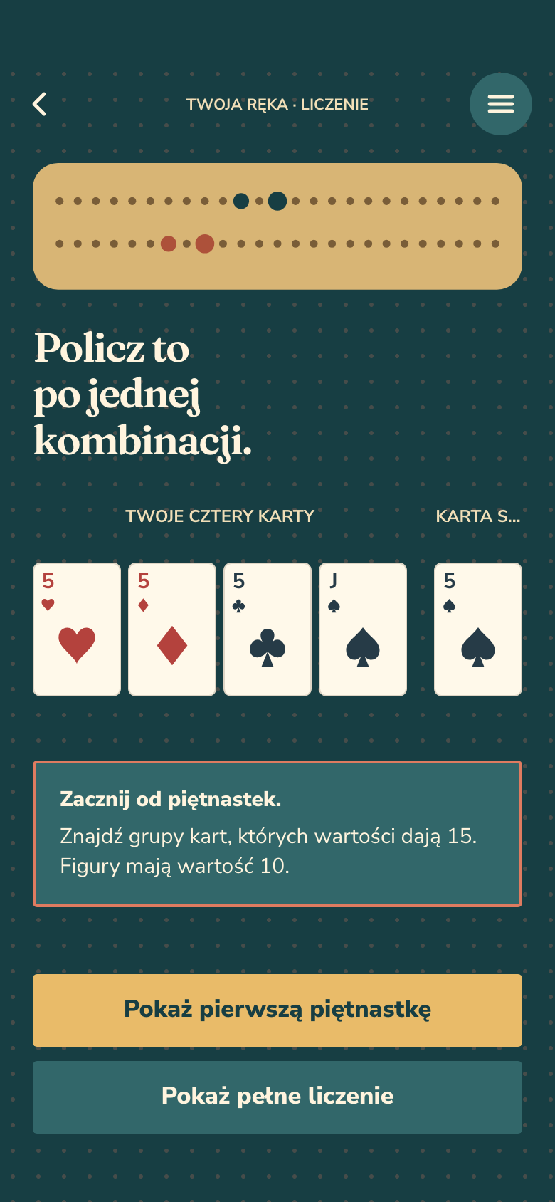 Ekran gry Pocket Cribbage
