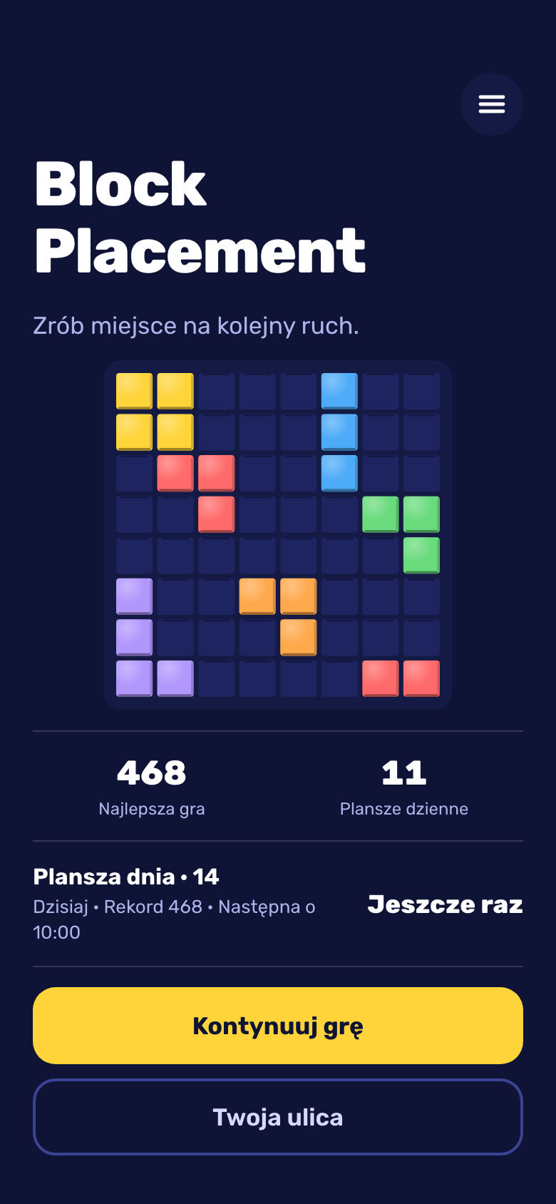Block Placement ekran główny
