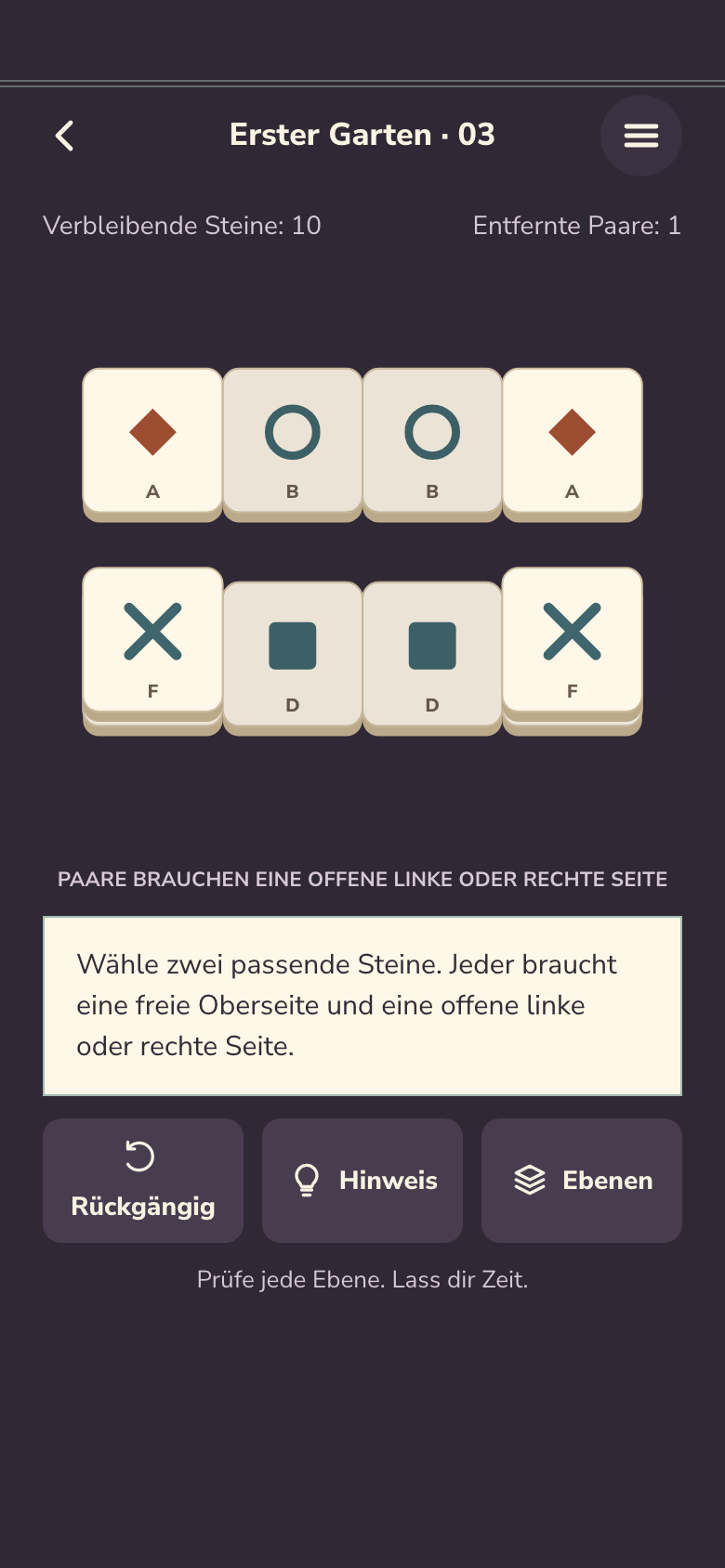 Spielbildschirm von Mahjong Solitaire
