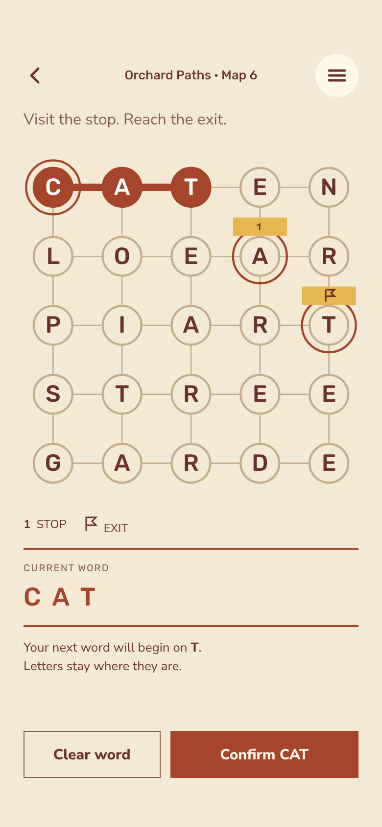 Word Trails game screen