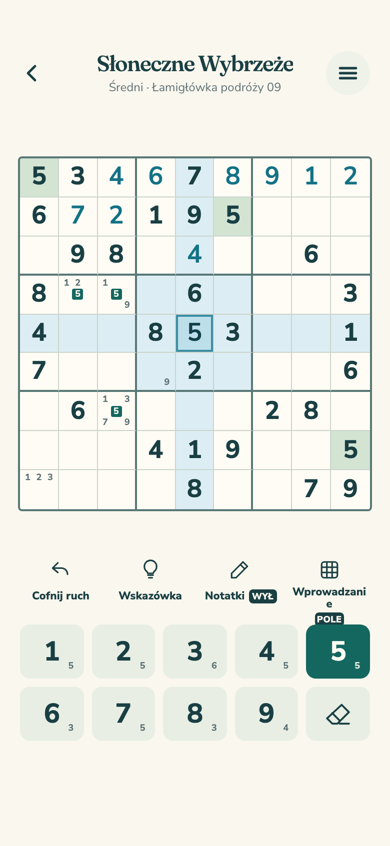 Ekran gry Daylight Sudoku