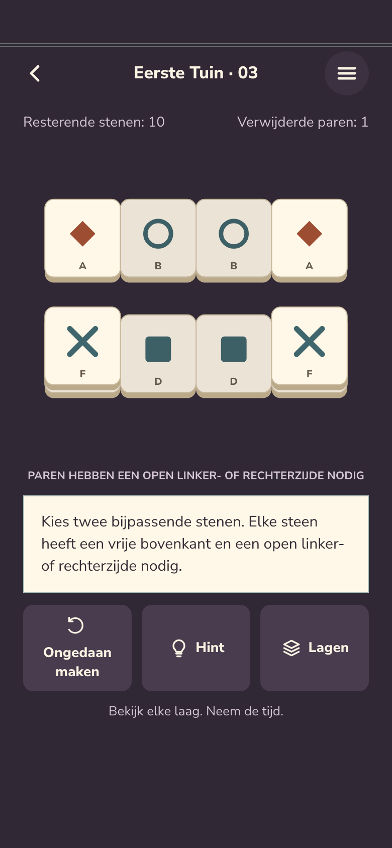 Spelscherm van Mahjong Solitaire
