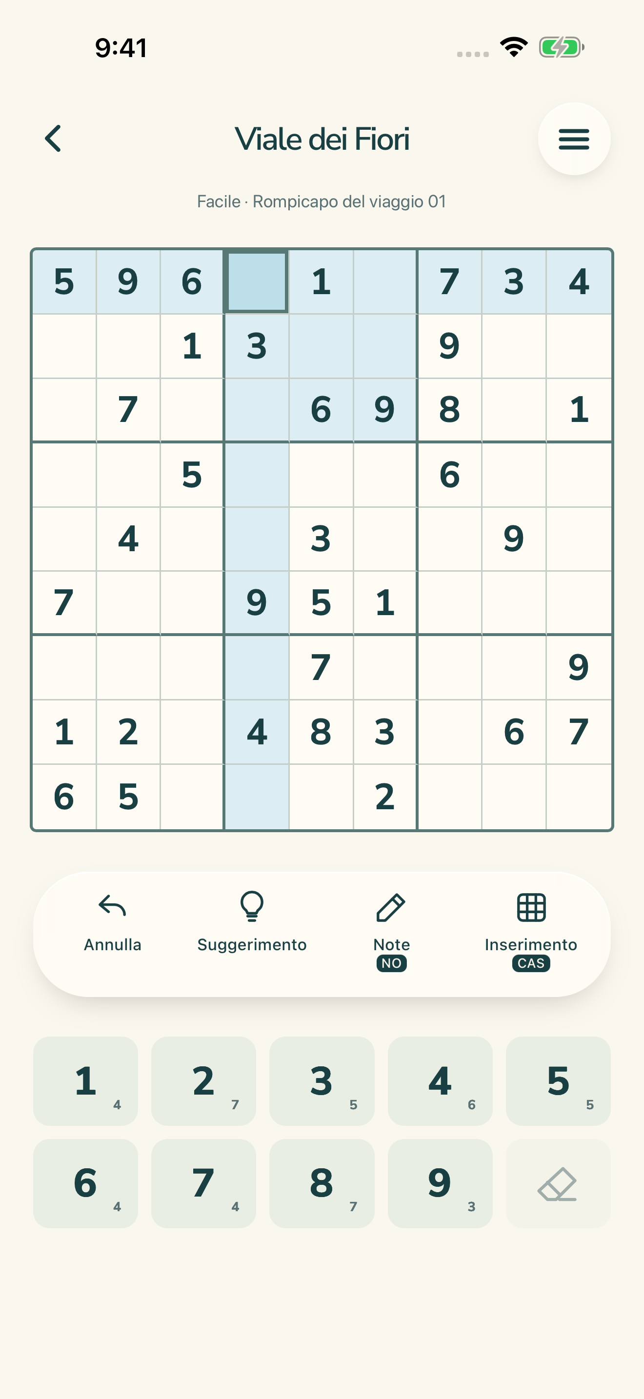 Schermata di gioco Daylight Sudoku