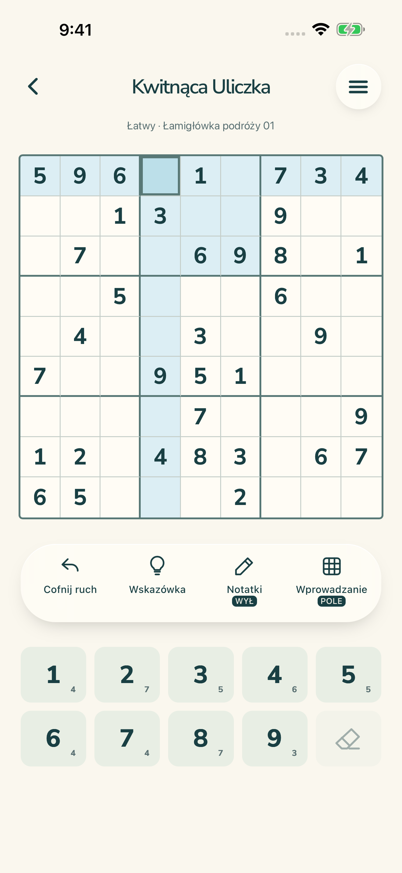 Ekran gry Daylight Sudoku