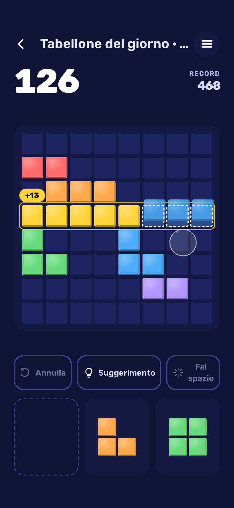 Schermata di gioco Block Placement
