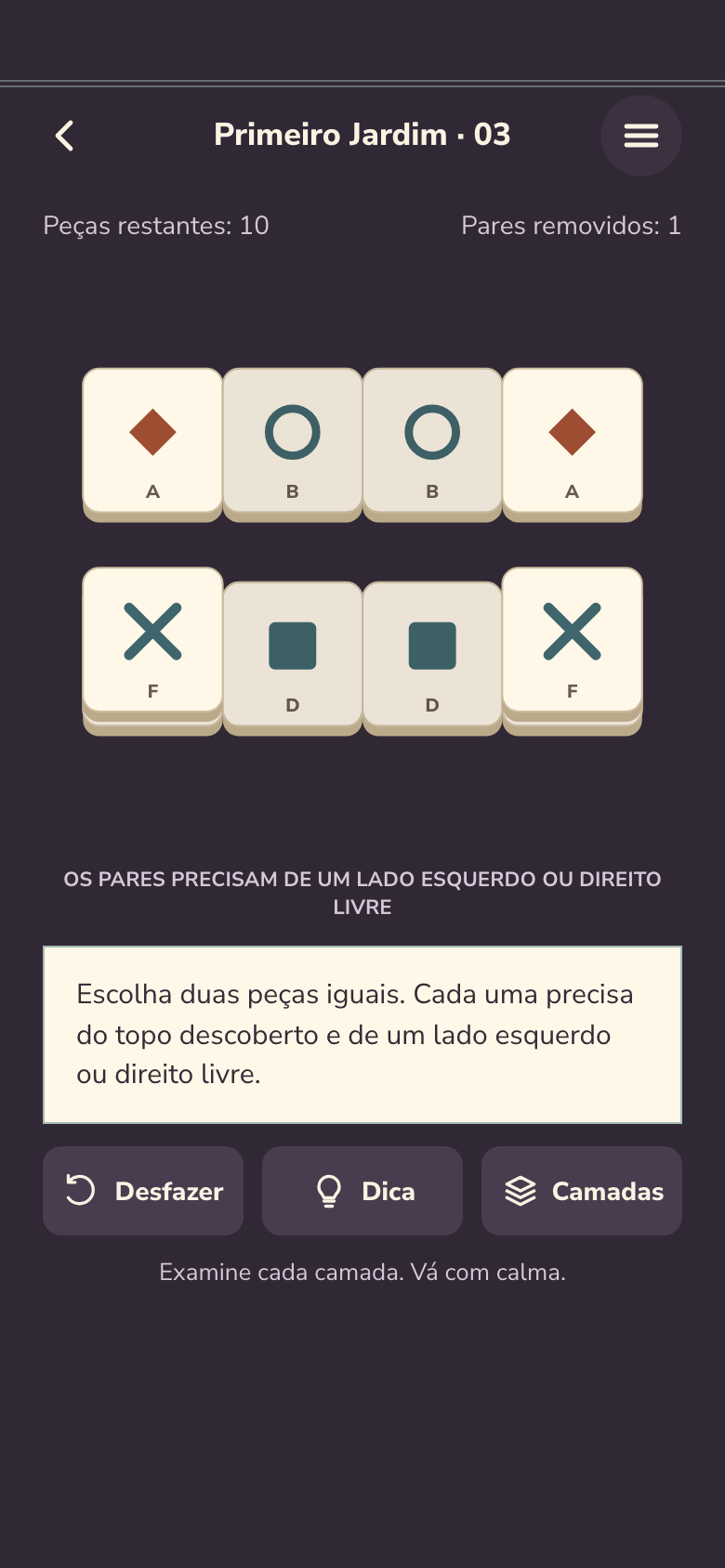 Tela do jogo Mahjong Solitaire