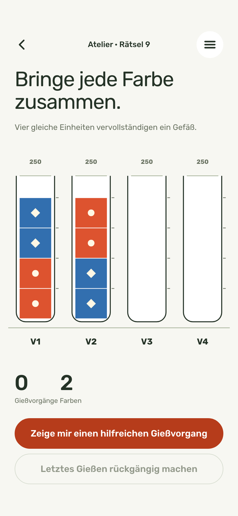 Spielbildschirm von Color Sort
