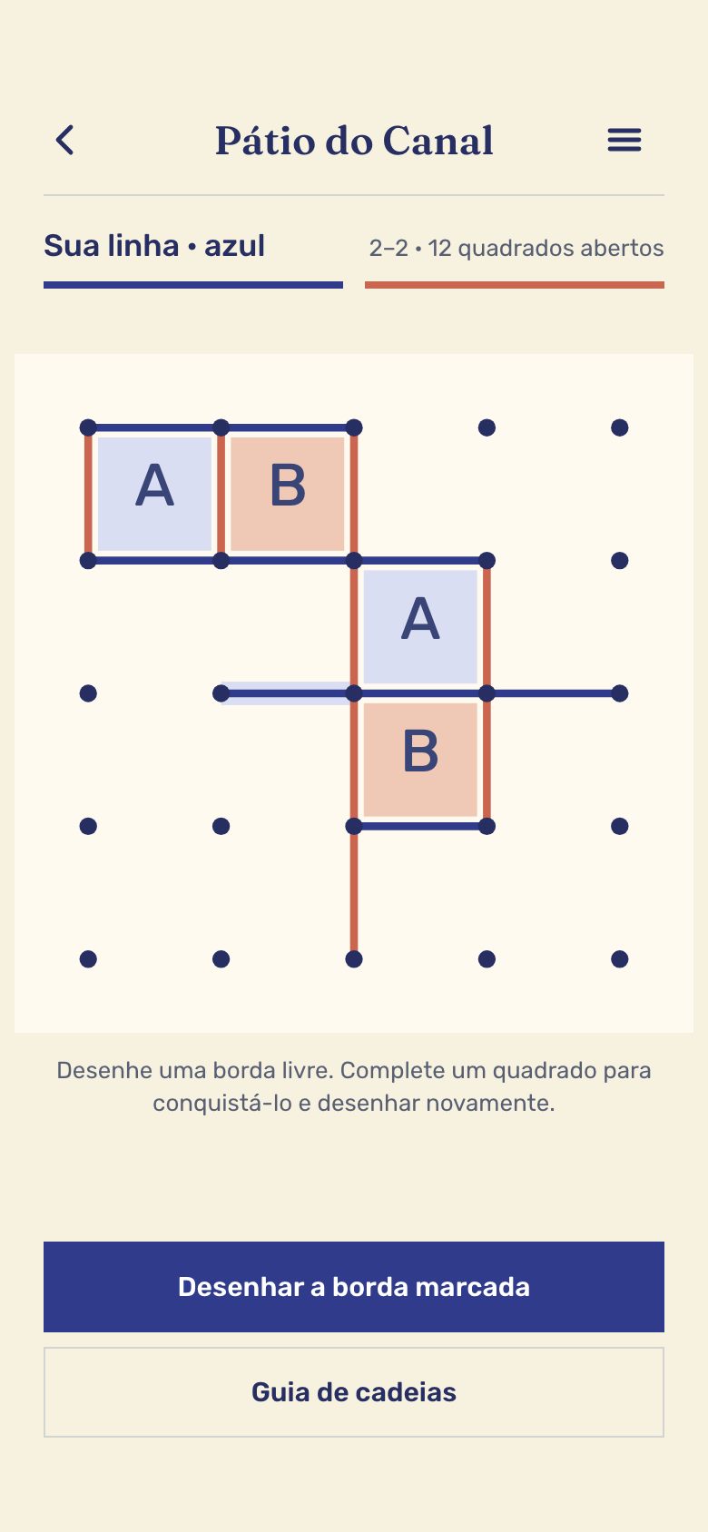 Tela do jogo Dots and Boxes